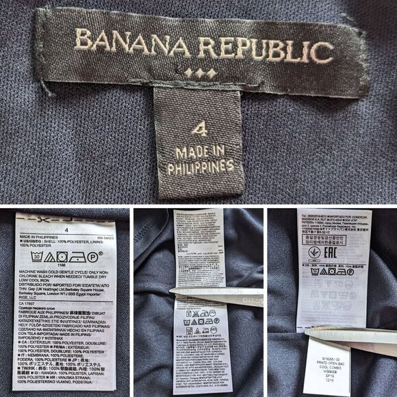 BANANA REPUBLIC Navy Pink Cutout Back Cool Combo Printed Lined Midi Dress Size 4 - Picture 4 of 9